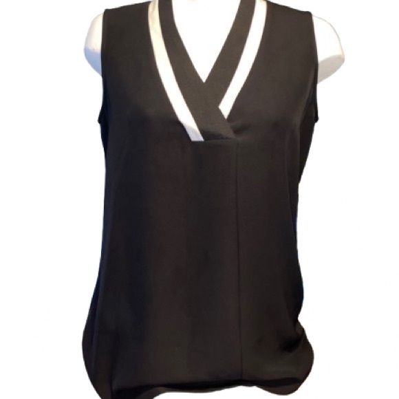 Calvin Klein Tops - ♥️ Calvin Klein Black and White V-Neck Blouse Size M